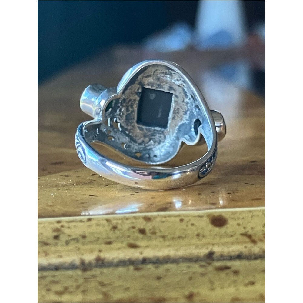 Natural Canadian Ammolite Chrome Diopside Sterling Silver Ring Size 6 - Picture 5 of 9